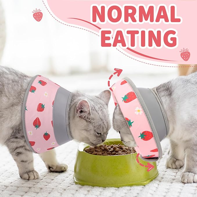 Cat Cone Collar Soft, Comfortable Cat Recovery Collar Pet Cone for Small Large Cats, Lightweight Elizabethan Collar for Cats Kittens After Surgery Prevent from Licking Wounds, Pink, S
