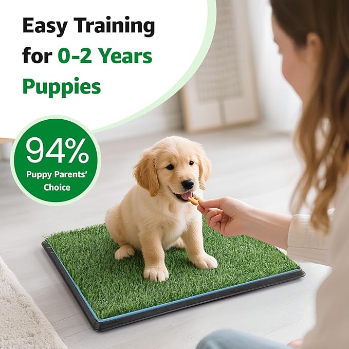 Dog Grass pad with Tray,29”x 18” Indoor Dog Potty with 2 Packs Replacement Artificial Fake Grass-5 Packs Disposable Puppy Pads,for Puppy Training Apartment,Apartment Use