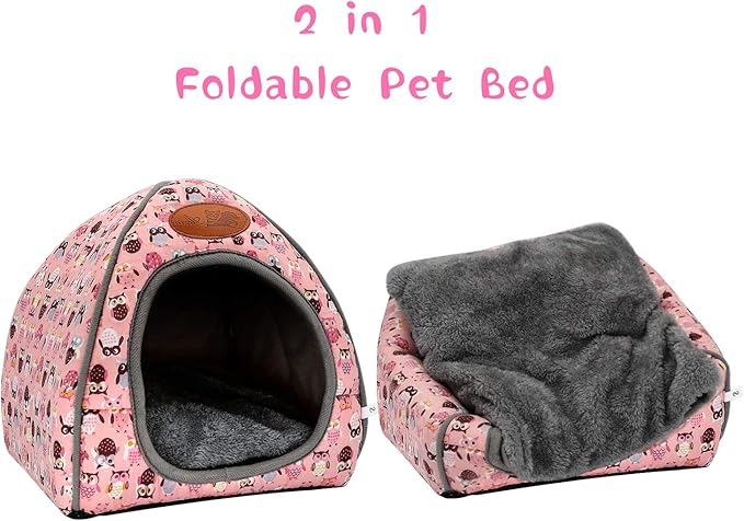 BWOGUE Guinea Pig House Bed Cozy Hamster Cave Large Hideout for Dwarf Rabbits Hedgehog Bearded Dragon Winter Nest Hamster Cage Accessories