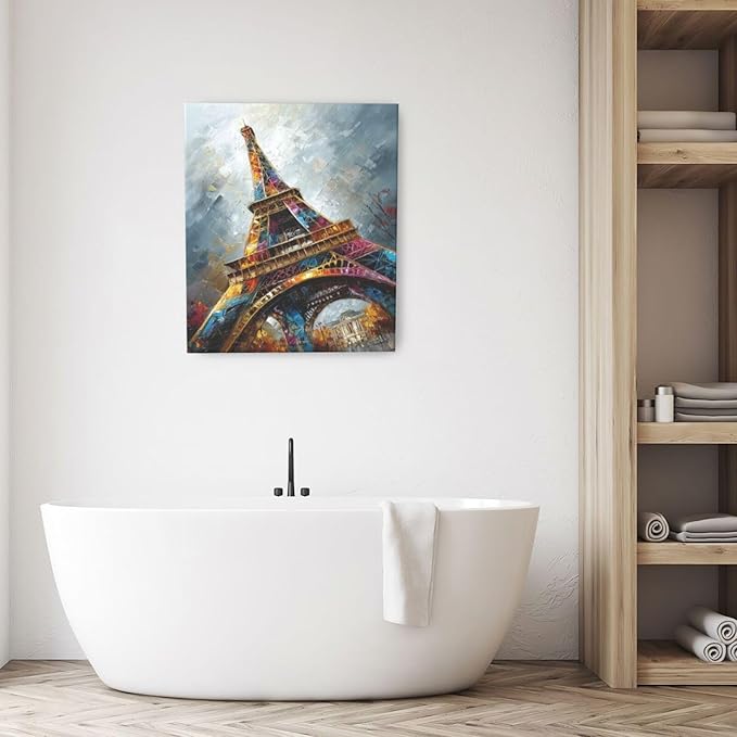 Paris Eiffel Tower Wall Art Paris Architecture Canvas Wall Decor Europe City Eiffel Tower Pictures Painting Print Artwork Framed Decorations Gifts for Living Room Bedroom Office 20"x24"