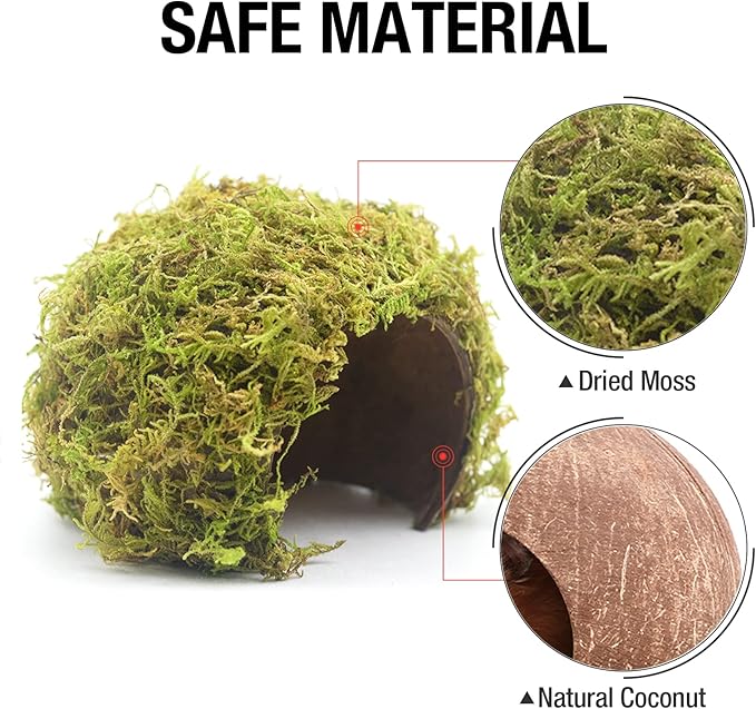 Hamster Hideaway/Hideout,Mossy Cave Hide,Hamster House/Hides,Hamster Cage Accessories for Gguinea Pig/Hedgehogs/Gliders/Rats/Mice and Other Small Animals(Set)