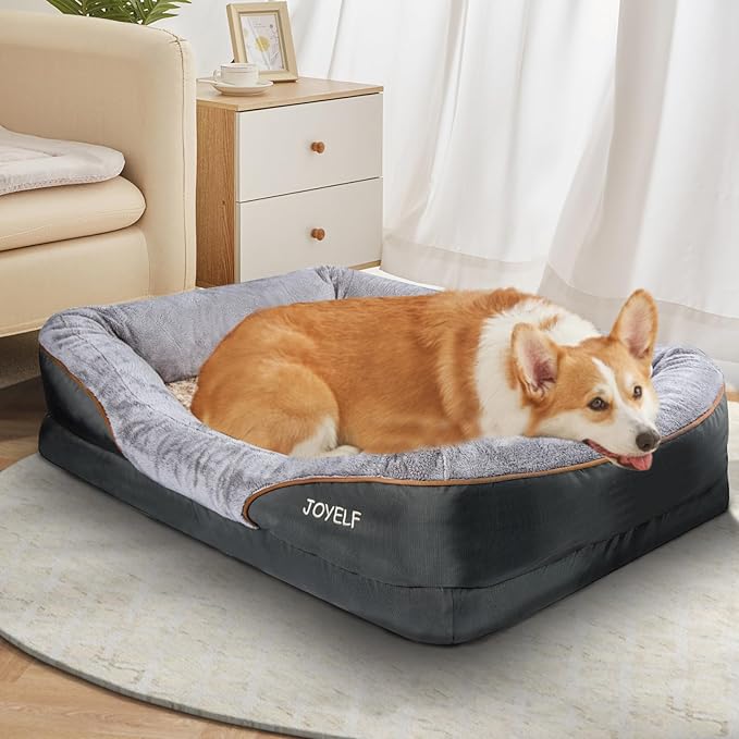 JOYELF Memory Foam Dog Bed Small Orthopedic Dog Bed & Sofa with Removable Washable Cover and Squeaker Toy as Gift
