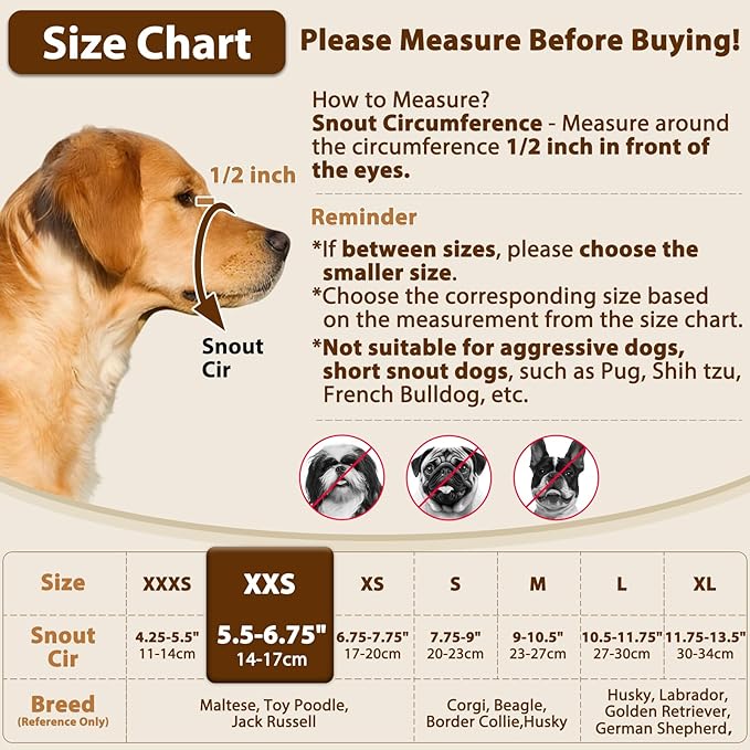 Crazy Felix Nylon Dog Muzzle for Small Medium Large Dogs Dachshund Beagle Poodle Labrador, Air Mesh Breathable and Drinkable Pet Mouth Guard for Anti-Biting Chewing Scavenging(XXS, Blue)