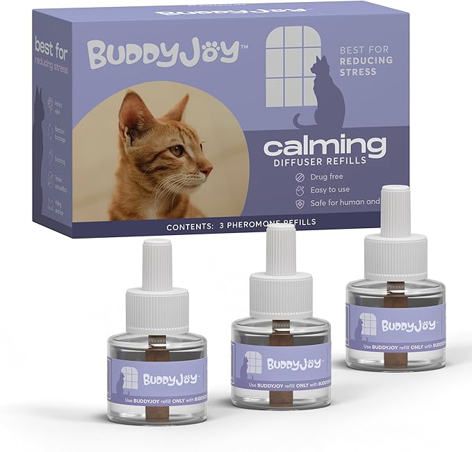 Cat Calming Diffuser Refills – Long-Lasting 30-Day Formula with Pheromones for Stress Relief, Relaxation, and Anxiety Reduction in Cats Easy to Use – (3 Refills)