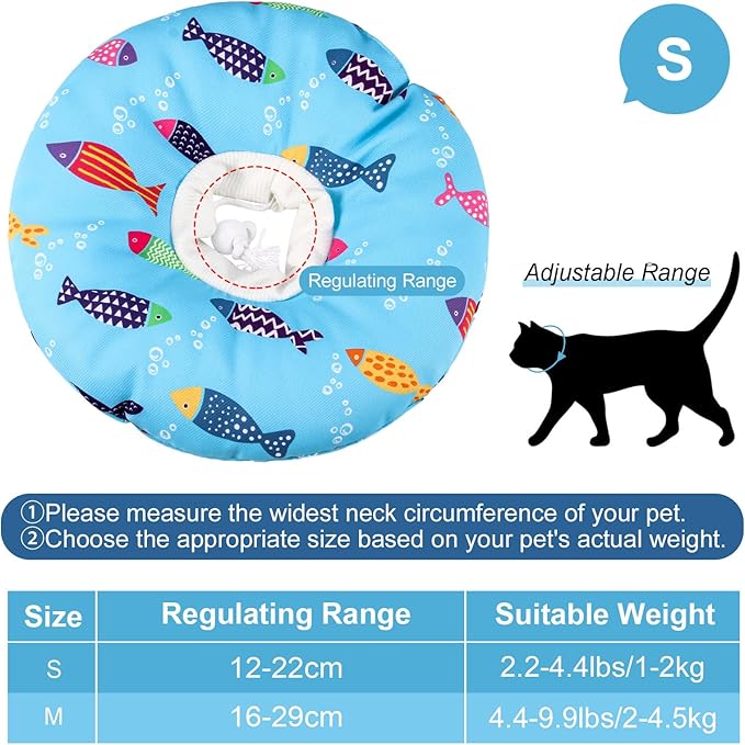 Cat Cone Collar Soft Cute Adjustable Cat Donut Recovery Collar Elizabethan Cats Cones to Stop Licking Comfortable Anti-Bite Neck Cone for Pet Kittens After Surgery
