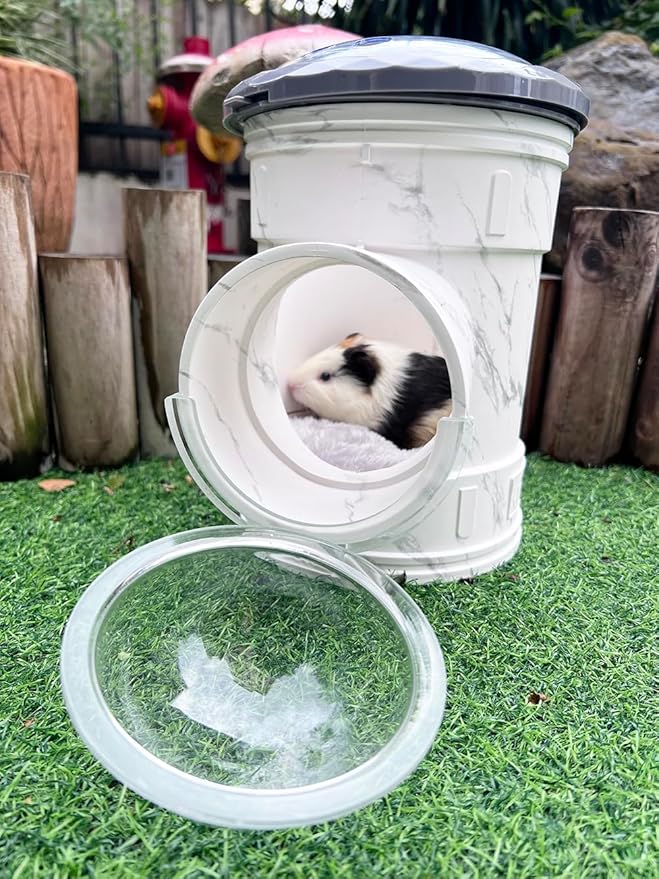 Hamster Carrier Cage, Marble Print Anti-bite and Chewproof Design, Table Chinchillas Cage for Small Guinea Pig Bird Parrot Budgies, Front and Top Ventilation