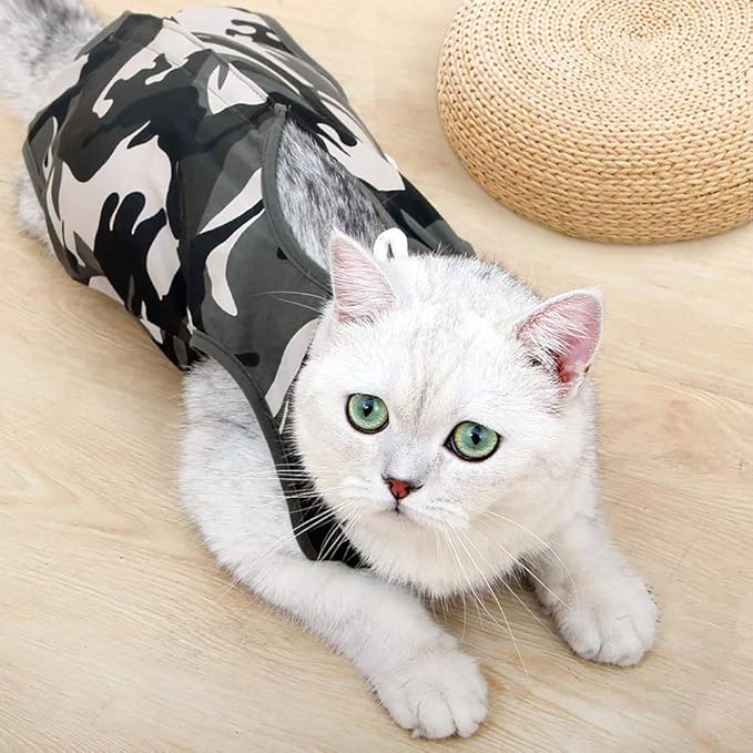 DOTON Cat Recovery Suit for Male and Female Surgical Post Surgery Soft Cone Onesie Shirt Clothes Neuter Licking Protective Diapers Outfit Cover Kitten Spay Collar(S, Camouflage)