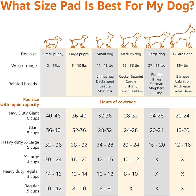 Amazon Basics Heavy Duty Dog and Puppy Pee Pads, 5-Layer Leak-Proof Ultra Absorbent, Quick-Dry Surface, Potty Training, Regular (24x23"), 80 Count, Blue & White