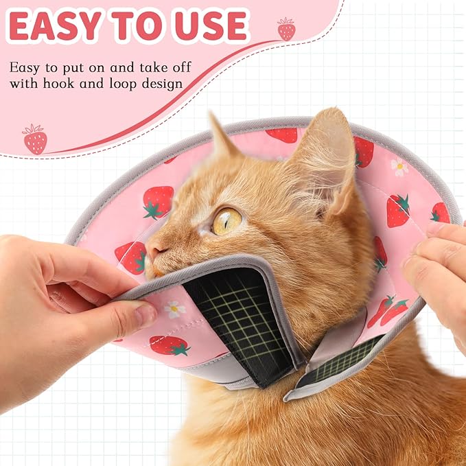 Cat Cone Collar Soft, Comfortable Cat Recovery Collar Pet Cone for Small Large Cats, Lightweight Elizabethan Collar for Cats Kittens After Surgery Prevent from Licking Wounds, Pink, L