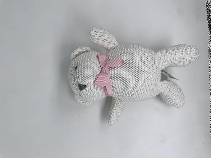 100% Organic Cotton Baby Stuffed Animals White Teddy Bear for Newborn 6.5"