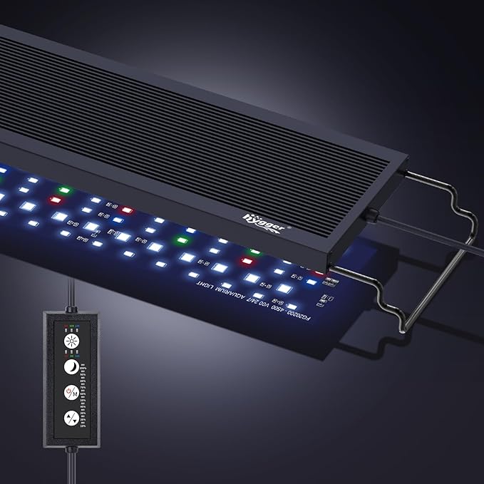 hygger Sun Moon LED Aquarium Light, Full Spectrum Fish Tank Light Day-Night Dual Timer, Adjustable 6 Timer 10 Brightness 8 Colors for Planted Freshwater Tank (16W for 12~18in Long Tank)
