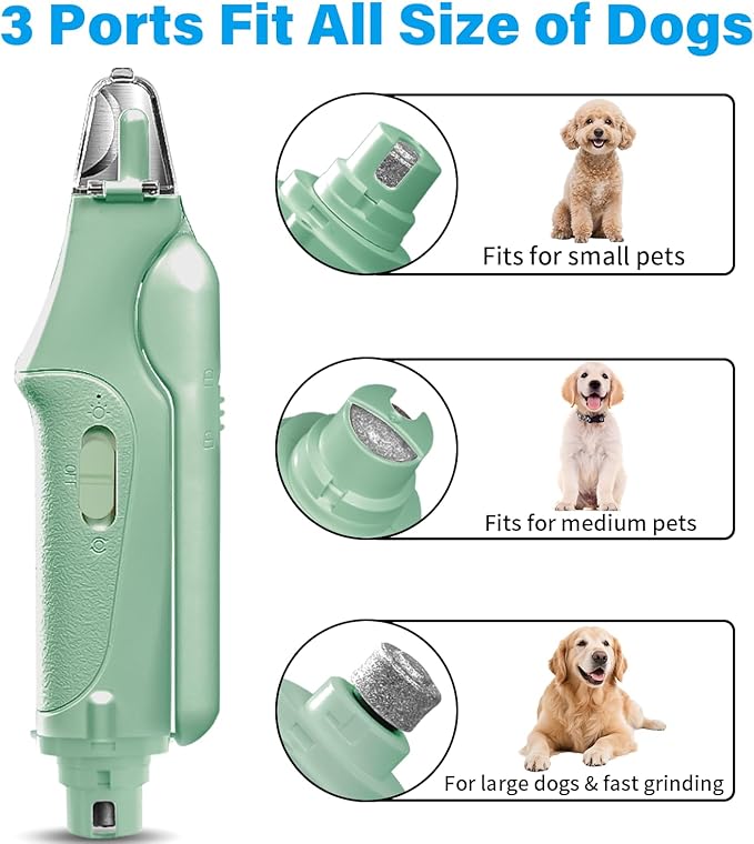 Dog Nail Clippers & Cat Nail Clipper with Catcher, 2 in 1 Dog Nail Trimmers & Grinder with Light for Large Small Dogs Cats,Silent Groom Pro Claw Trimmer, Rechargeable Dogs Nails Grinder Quiet