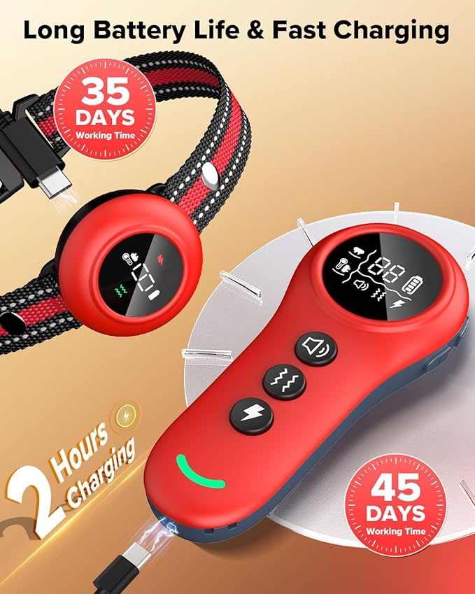 XDX 2-in-1 Dog Shock Collar & Bark Collar – 3300FT Dog Training Collar with Remote, Automatic Anti-Barking, 5 Adjustable Sensitivity Levels, IP67 Waterproof E-Collar for Small Medium Large Dogs