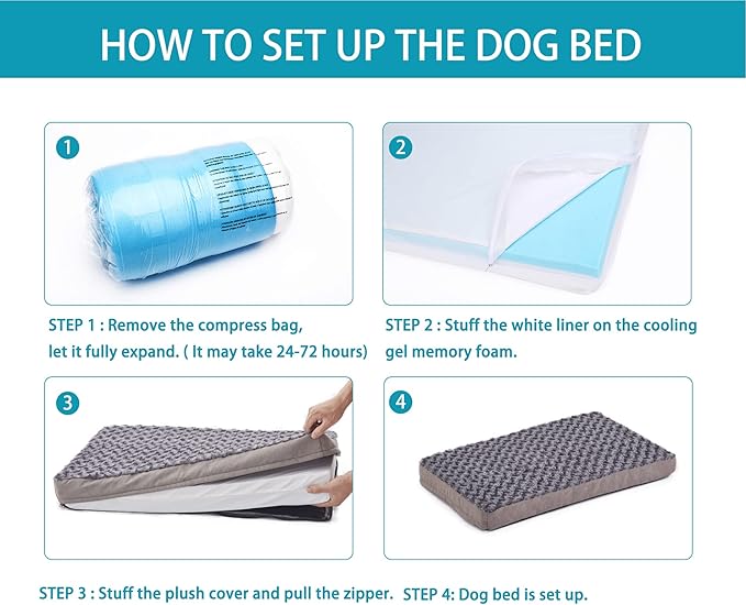 Orthopedic Memory Foam Bed for Medium Dogs, Cooling Crate Mat With Washable, Waterproof Lining, M(29inch,45Lbs)