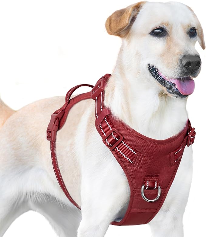 No Pull Dog Harness, Reflective Puppy Vest for Small Medium Large Sized Dog(Burgundy Red,S)
