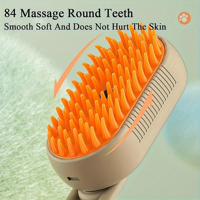 Brown+Essence 3 in 1 Steamy Pet Brush - Spritz Defur Comb for Cats & Dogs Grooming Tool (Brown+Essence)