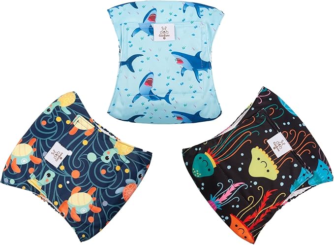 CuteBone Dog Diapers Male Washable Belly Band for Male Dogs Wraps 3pcs a Pack DM28M