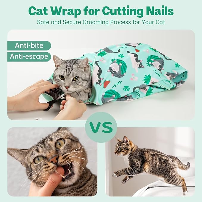 Paw Legend 35.4" Cat Wrap for Grooming Cat Wrap for Cutting Nails Cat Restraint for Nail Clipping Self Adhesive Blanket Restraint Cloth for Cats Within 22lbs