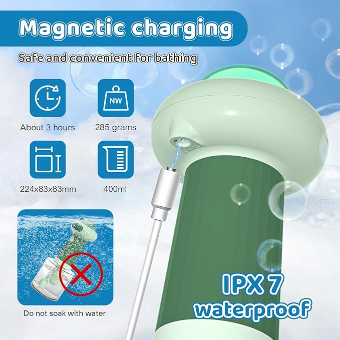 Electric Dog Shampoo Dispenser,IPX7 Cat Shampoo Sprayer,Pet Bath Supplies Automatic Foaming Shampoo Dispenser for Dog Deep Cleaing,Kitchen Sink，Bathroom Green