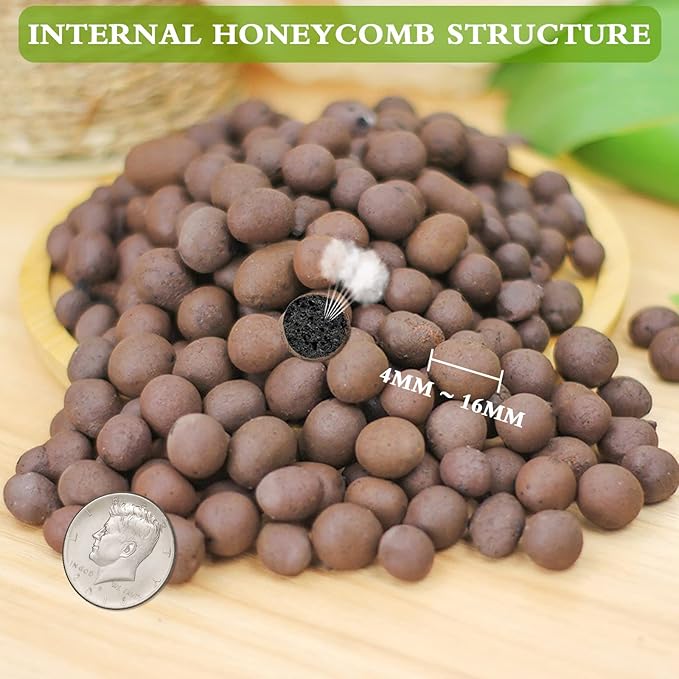 Halatool 16LB Organic Clay Pebbles 4mm-16mm Leca for Plants 100% Natural Lightweight Hydroton Clay Pebbles for Hydroponics Gardening Orchids Drainage Decoration Aquaponics