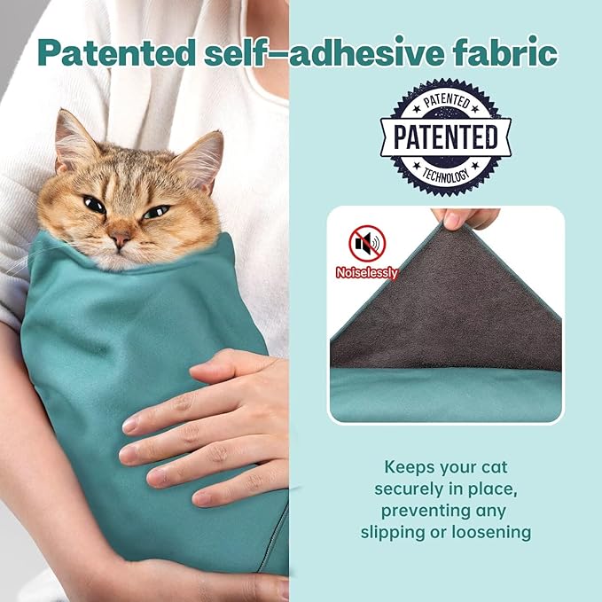 Paw Legend 27.6" Cat Wrap for Grooming Cat Wrap for Cutting Nails Cat Restraint for Nail Clipping Self Adhesive Blanket Restraint Cloth for Cats Within 15lbs