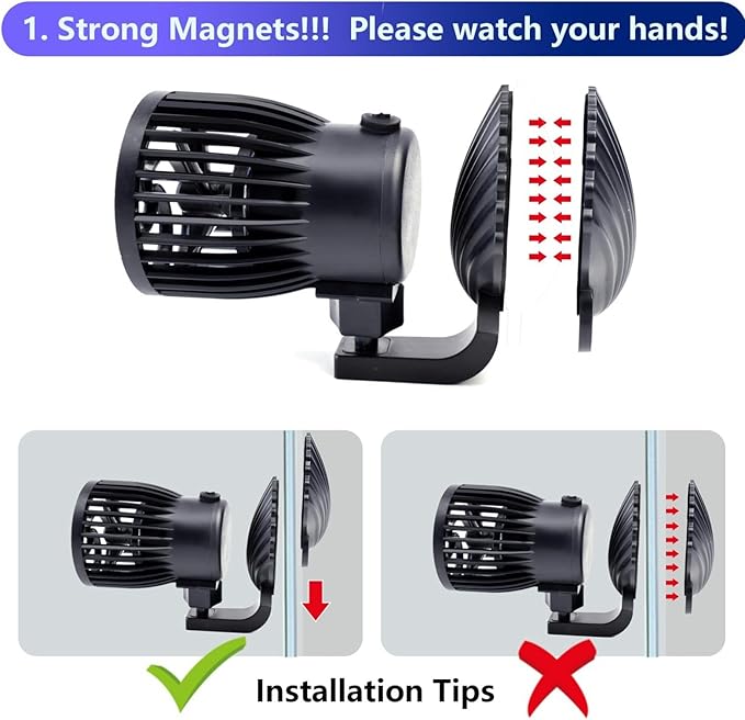 CONQUERALL 520-2600GPH 15W Wave Maker 24V DC Multi Angle Direction Sine Wave Technology Large Flow Suit for Fish Tank Aquarium Freshwater and Saltwater