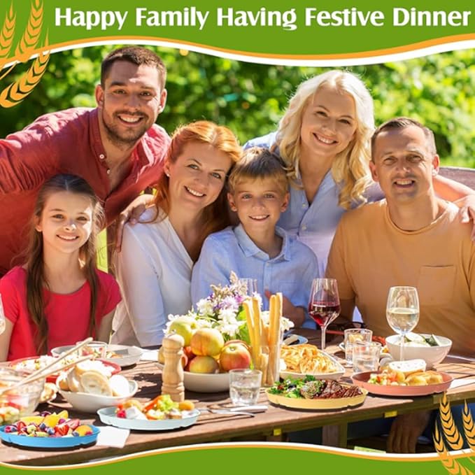 9" Unbreakable Divided Plates Set of 5, Wheat Straw Plate Reusable Dinnerware Portion Control Plate, Round Bariatric Plastic Plate for Kids Adults, BPA-free, Dishwasher Safe