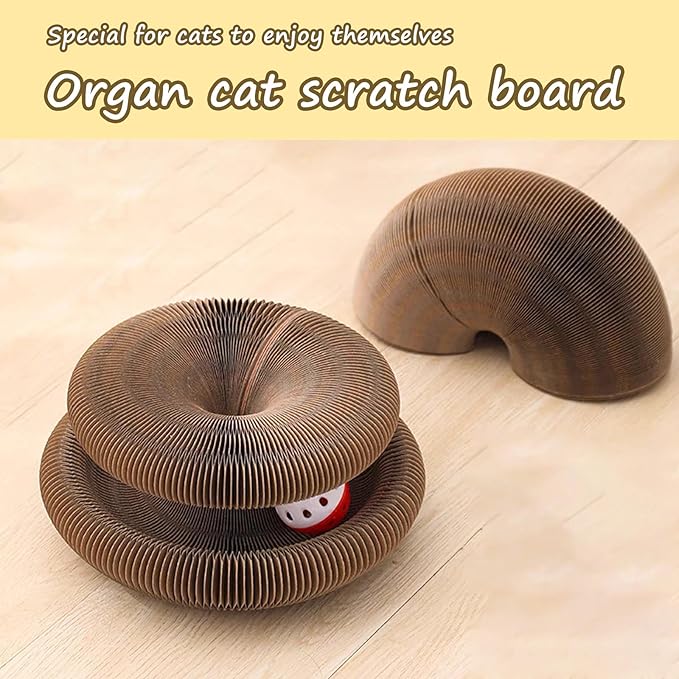 Kitty Curlz Cat Scratching Board, Magic Organ Cat Toy, Made of Recyclable Corrugated Cardboard, Scratch-Resistant and Abrasion-Resistant, Foldable for Indoor