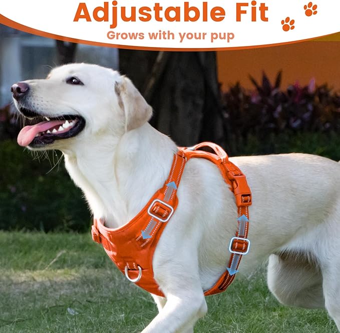 No Pull Dog Harness, Reflective Puppy Vest for Small Medium Large Sized Dog(Orange,S)
