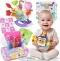 3 in1 Baby Toys 12 to 18 Months - Busy Board Sensory Toys, Tissue Box Toy, Pull String Teether, Learning Toy for Babies, Infant Gifts for 12 18 Months Old