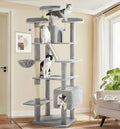 Made4Pets Tall Cat Tree, 80" Cat Tree Tower for Indoor Cats Large Adult, Modern Cat Tower with Scratching Post, Cozy Hammock, 3 Perches and 2 Condos, Sturdy and Fluffy, Light Gray
