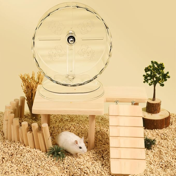 Silent Hamster Wheel – 9.5 Inch Syrian Hamster Running Wheel, Anti-Skid & Height Adjustable, Easy to Clean (9.5inch)