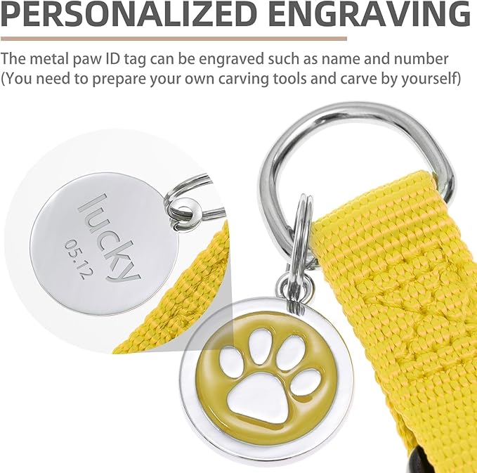 PUPTECK No Pull Dog Harness Soft Adjustable Basic Nylon Step in Puppy Vest Outdoor Walking with ID Tag, Yellow, XS