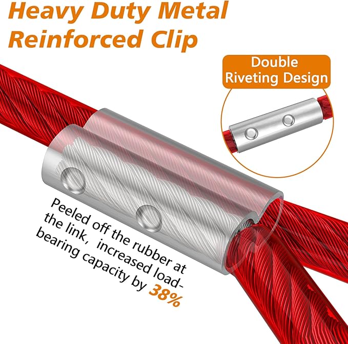 XiaZ Dog Tie Out Cable 120ft, Heavy Duty Dog Chains for Outside with Lockable Hook, Pet Runner Cable Leads for Yard, Dogs Line Tether for Small Medium Large Dogs Up to 125 LBS