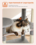 PETEPELA 56.3'' Tall Cat Tree for Indoor Cats, Multi-Level Cat Tower with Super Large Hammock (20''X16''), Sisal Covered Scratching Posts, Cozy Condo and Top Perch Grey