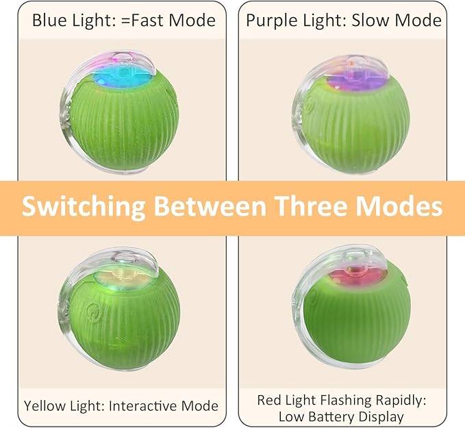 Chewie Viral Rolling Ball, Interactive Cat Toys Ball for Indoor, Cats Interactive Self Rolling Ball Dog Ball Automatic Cat Toy 360° Smart Automatic Rolling Pet Ball (Green)