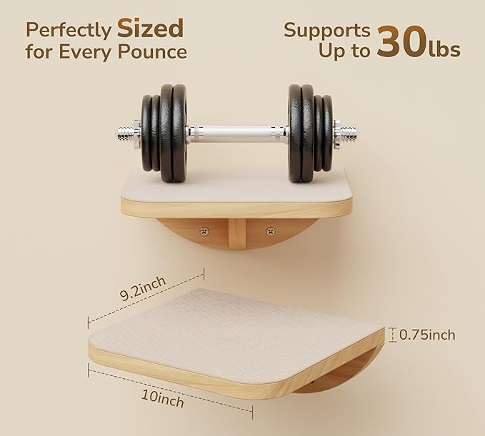 Cat Wall Shelf & Window Perch Combo, Wood Cats Wall Furniture with Soft Foam Curved Bed and Felt-Padded Steps, 4-Piece Floating Cat Climbing System