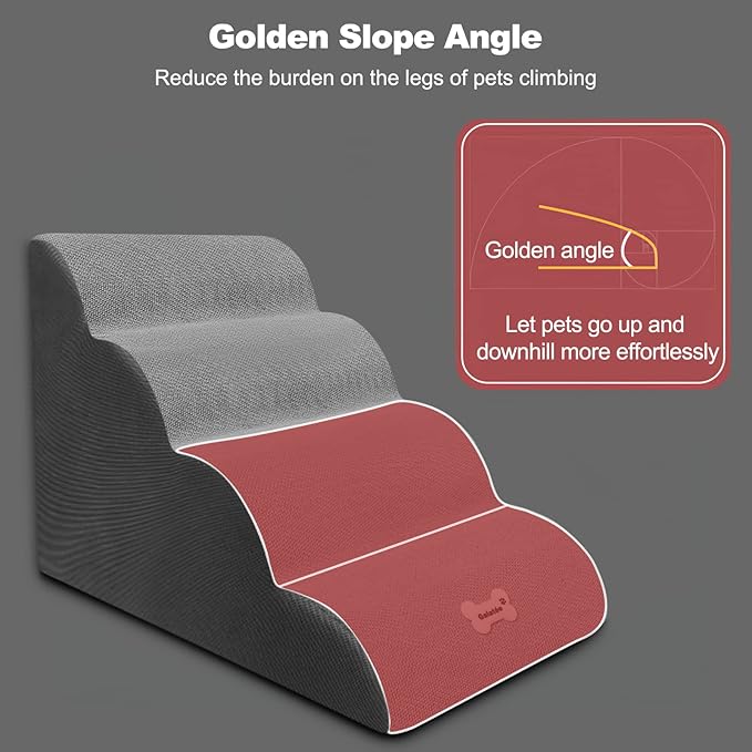 Dog Stairs, 4-Step Non-Slip Pet Ramp, High Resilience Sponge, Dark Blue