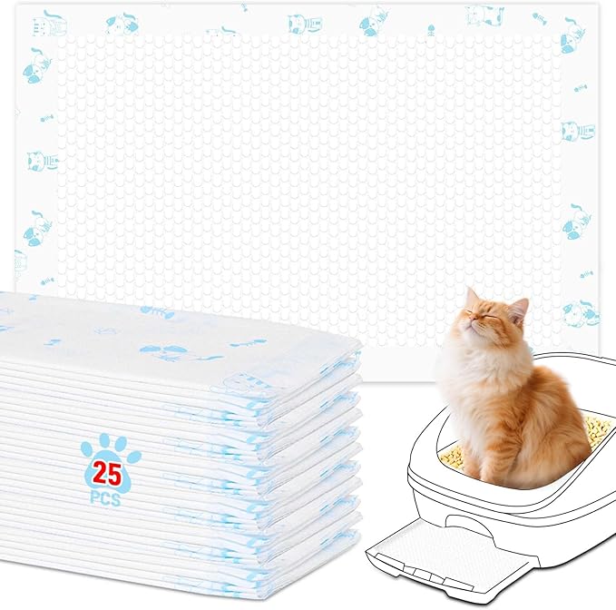 Cat Pads 25 ct Super Absorbent Pet Pee Pads Compatible with Tidy Cats Breeze Litter System 16.9x11.4 Inch Litter Pad for Litter Box