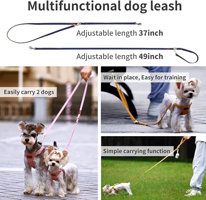 Puppytie No Pull xs Dog Harness with Multifunction Dog Leash,Soft Adjustable No Choke Escape Proof Pet Harness Vest,Navy,XS