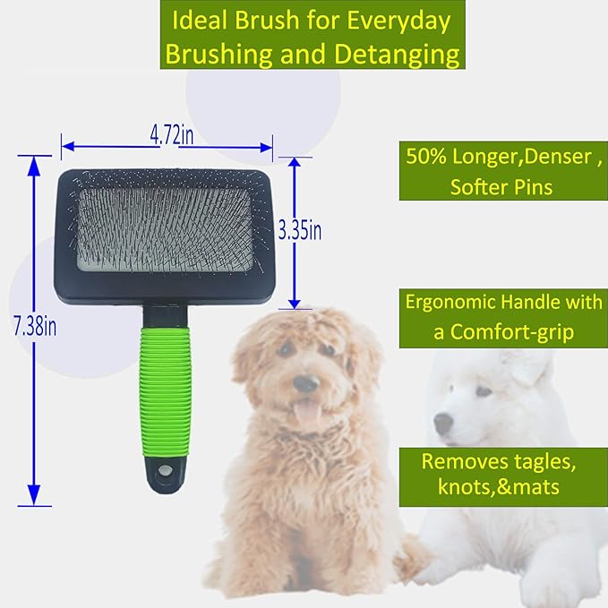 Slicker brush for dogs doodle grooming poodle with long soft pin slicker brush perfect for thick fur dogs fluffy,grooming,shedding.goldendoodle