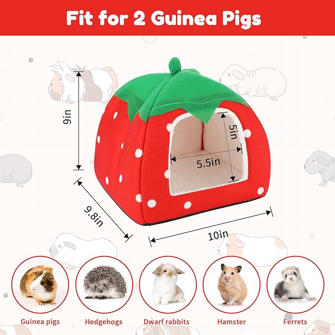 BWOGUE Guinea Pig House Bed Cozy Hamster Cave Large Hideout for Dwarf Rabbits Hedgehog Bearded Dragon Winter Nest Hamster Cage Accessories