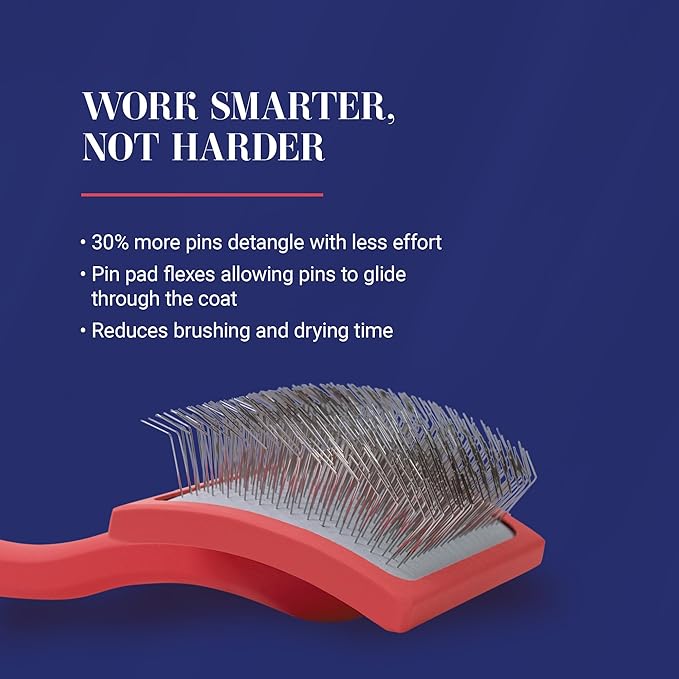 Chris Christensen Big G Dog Slicker Brush, Groom Like a Professional, Fluff Detangle Style, Saves Time Energy, Made in Germany, Coral, Medium