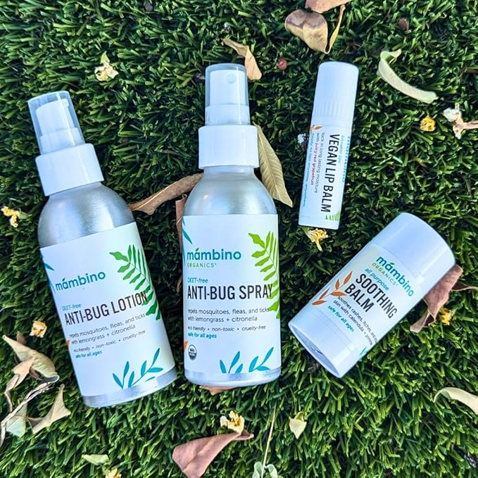 Anti-Bug Spray DEET-Free – Organic, All-Natural Bug Spray Travel Size with Essential Oils – Non-Toxic, Reef Safe, Face-Safe Bug Repellent for Babies, Kids, Adults by Mambino Organics, 4oz 2-Pack