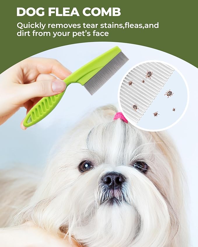 Dog Brush for Shedding Grooming,6 Pack Long-Pin Brush Set for Long Haired Dog Cat Goldendoodles Poodles Doodles Green