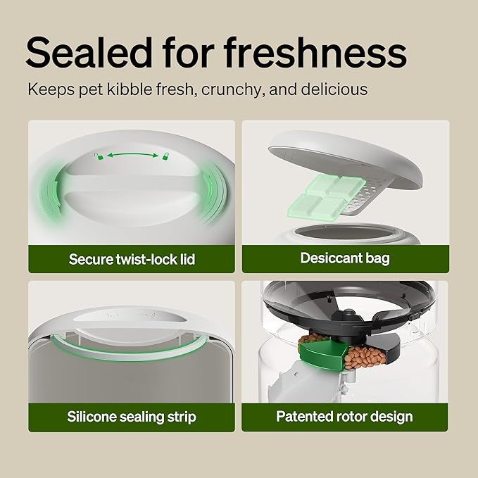PETLIBRO 5L Automatic Cat Feeder for 2 Cats, 5G&2.4G Wi-Fi Programmable Cat Food Dispenser with Dual Stainless Steel Bowls, Airtight Lock Fresh Technology, Low Food Sensor