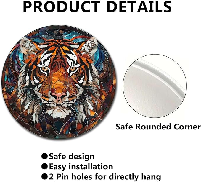 Lygond Metal Sign - Circular Stained Glass Tigle Sign For Bar - 88 Inches