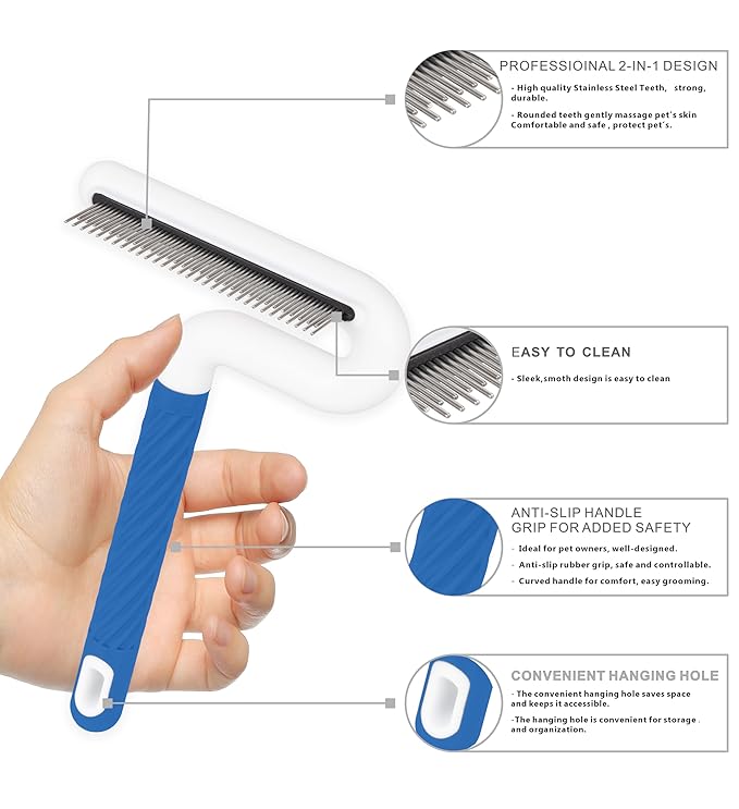 Flea Comb, TailGurus Effective Flea Comb for Cats & Dogs - Shedding Brush for All Pets - Long Hair Friendly - Durable - Versatile & Safe - Durable, Safe & Versatile - Portable, Pet-Friendly(TG2042)