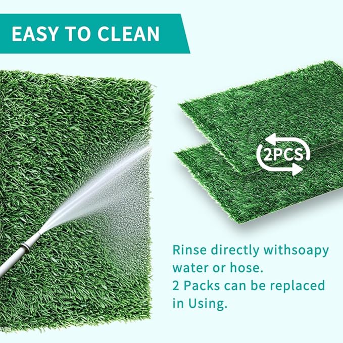 Dog Grass Pad with Tray 30"X20" - Portable Artificial Turf Potty Training Pee Mat for Large or Medium Dogs, Indoor/Outdoor Dog Litter Box for Balcony/Patio, Washable Reusable Fake Grass