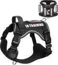 WINSEE Service Dog in Training Harness with 5 PCS Patches, Reflective Tactical Dog Vest Harness, Adjustable Soft Oxford Pet Harness with Easy Control Handle, Hook & Loop Panels for Walking Hiking